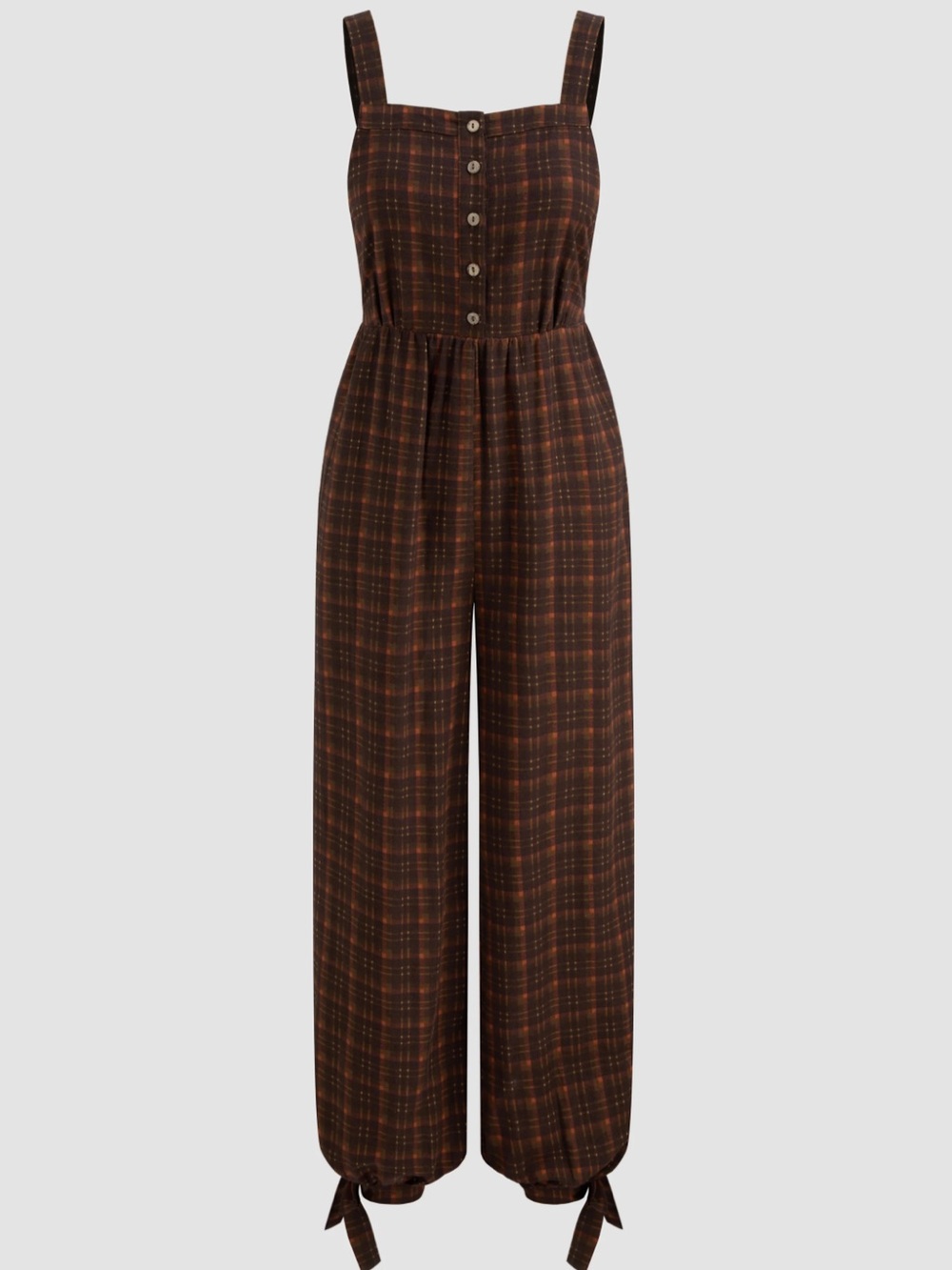 Unbranded  Retro Plaid Print Harem Style Jumpsuit L